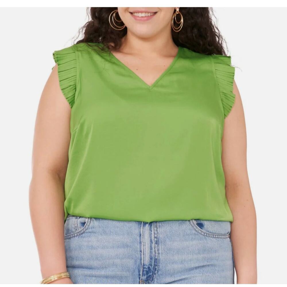 New vince camuto plus size emerald green sleeveless blouse 2X